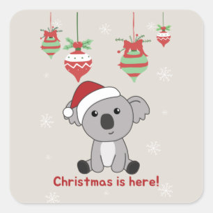 Koala Kerstwinter winterdieren Koalas-plein Vierkante Sticker