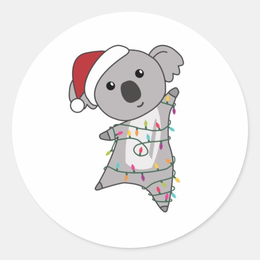 Koala Kerstwinter winterdieren Koalas Ronde Sticker (Voorkant)