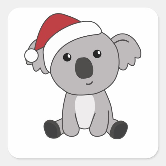 Koala Kerstwinter winterdieren Koalas Vierkante Sticker (Voorkant)
