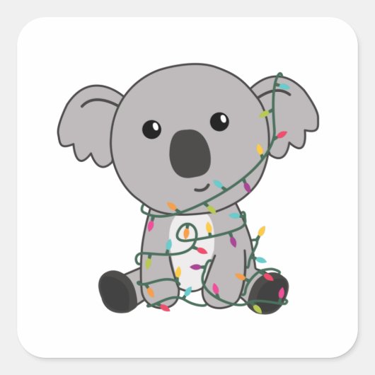 Koala Kerstwinter winterdieren Koalas Vierkante Sticker (Voorkant)