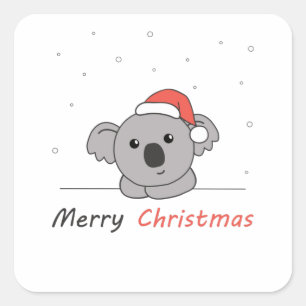 Koala Kerstwinter winterdieren Koalas Vierkante Sticker