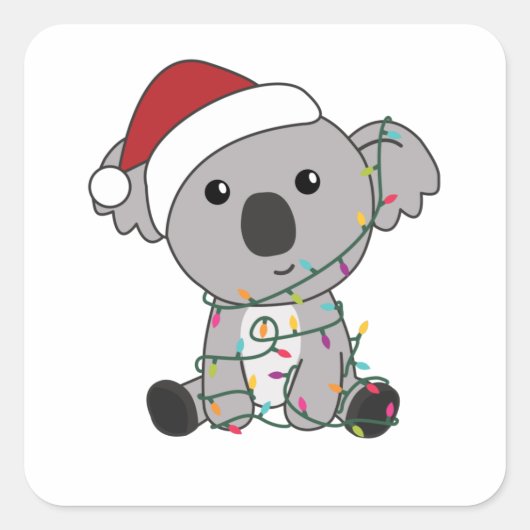 Koala Kerstwinter winterdieren Koalas Vierkante Sticker (Voorkant)