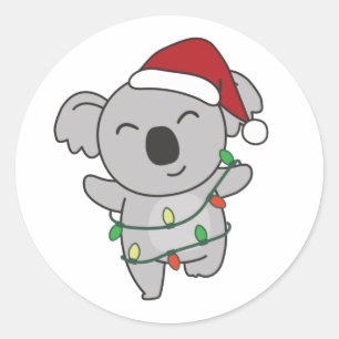Koala Kerstwinterdieren Koalas Classic Roun Ronde Sticker