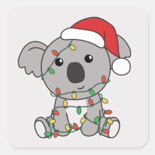 Koala Kerstwinterdieren Koalas Square Stick Vierkante Sticker