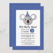 Koala Kids Birthday Party Invitation Kaart (Voorkant / Achterkant)