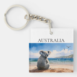 Koala kijkt naar de oceaan in Australië Sleutelhanger