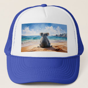 Koala kijkt naar de oceaan trucker pet