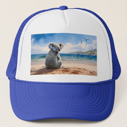 Koala kijkt naar de oceaan trucker pet (Voorkant)