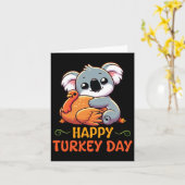 Koala Knuffelen Turkije Happy Thanksgiving Turkije Kaart (Gele Bloem)