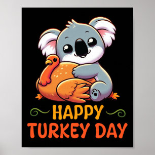 Koala Knuffelen Turkije Happy Thanksgiving Turkije Poster