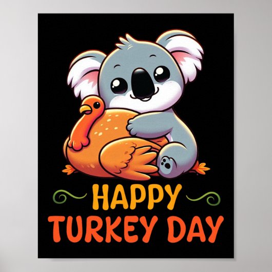 Koala Knuffelen Turkije Happy Thanksgiving Turkije Poster (Voorkant)