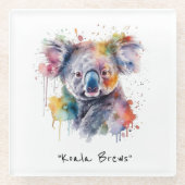 Koala Knuffels in kleur, op maat Glazen Onderzetter (Voorkant)