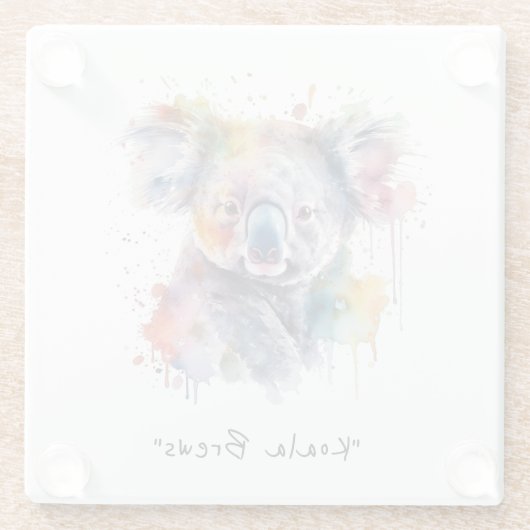 Koala Knuffels in kleur, op maat Glazen Onderzetter (Achterkant)