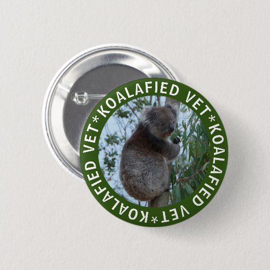 Koala Koalafied Gekwalificeerde Dierenarts Schatti Ronde Button 5,7 Cm (Voorkant /achterkant)