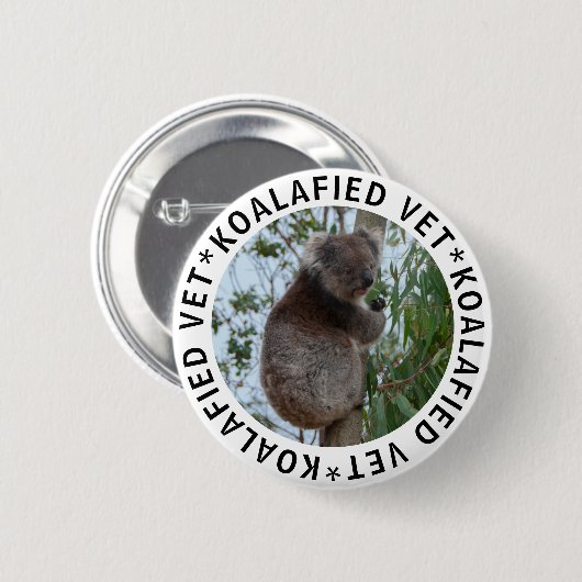 Koala Koalafied Gekwalificeerde Dierenarts Schatti Ronde Button 5,7 Cm (Voorkant /achterkant)