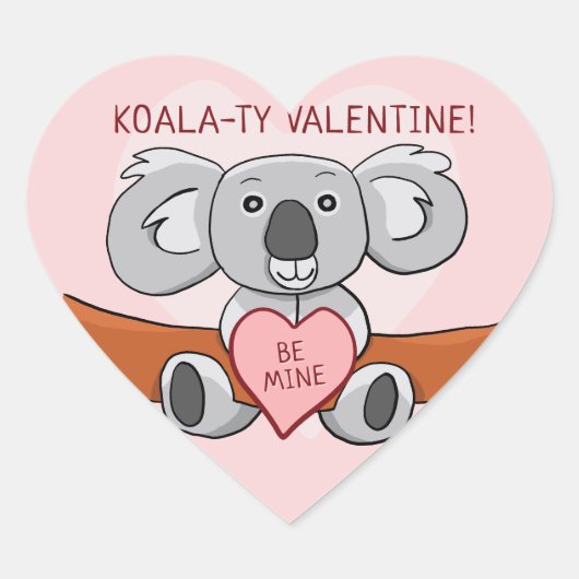 Koala Koality Be Mine Valentijn Hart Sticker (Voorkant)