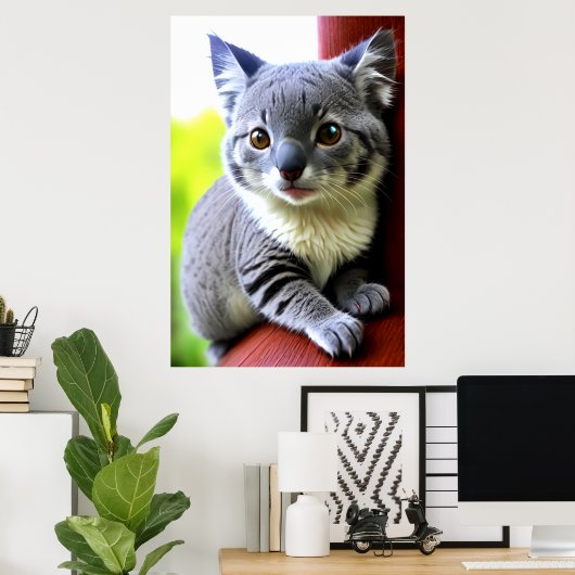 Koala: Koel en schattig hybride kat | AI Art. Poster (Thuiskantoor)