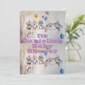 Koala kunst aquarel meisjes babyshower uitnodiging (Staand voorkant)