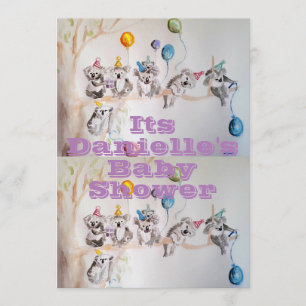 Koala kunst aquarel meisjes babyshower uitnodiging
