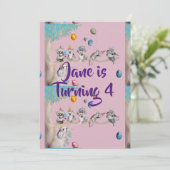 Koala Kunst Watercolour Meisjes Verjaardagsuitnodi Kaart (Staand voorkant)