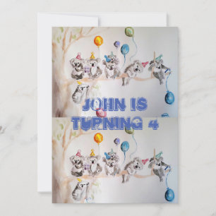 Koala Kunst Waterverf Jongens Verjaardagsuitnodigi Kaart