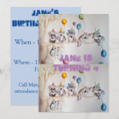 Koala Kunst Waterverf Meisjes Verjaardagsuitnodigi Kaart (Voorkant / Achterkant)