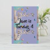 Koala Kunst Waterverf Meisjes Verjaardagsuitnodigi Kaart (Staand voorkant)