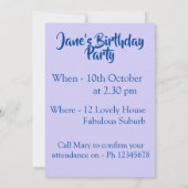 Koala Kunst Waterverf Meisjes Verjaardagsuitnodigi Kaart (Achterkant)