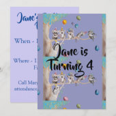 Koala Kunst Waterverf Meisjes Verjaardagsuitnodigi Kaart (Voorkant / Achterkant)