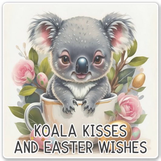 Koala kussen en paaswensen - paaswensen - Sticker (Voorkant)