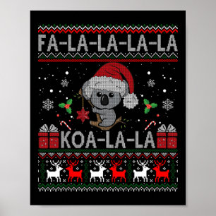 Koala-la-la Cute Koala Beer Australische kerstman Poster