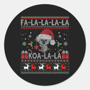 Koala-la-la Cute Koala Beer Australische kerstman Ronde Sticker