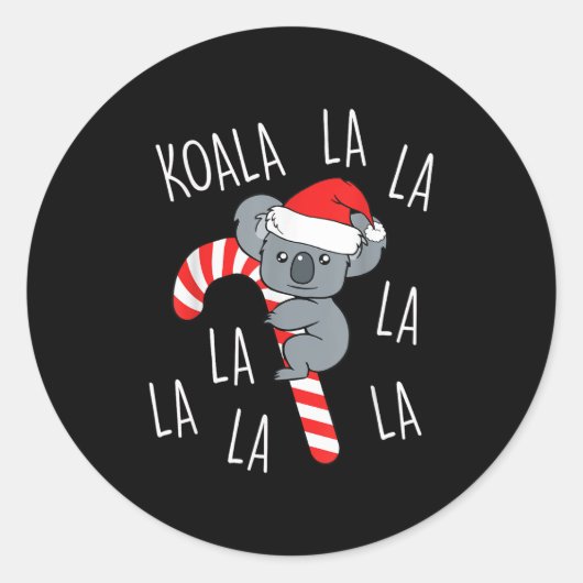 Koala La La La - Aussie Kerst Punt Grappig Austral Ronde Sticker (Voorkant)