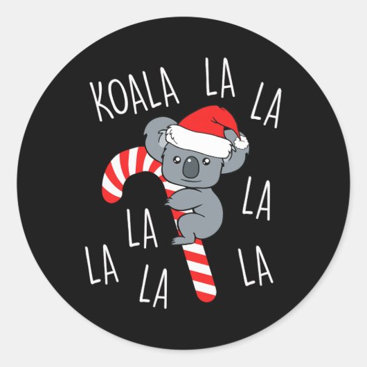 Koala La La La - Aussie Xmas Pun Grappig Australis Ronde Sticker (Voorkant)