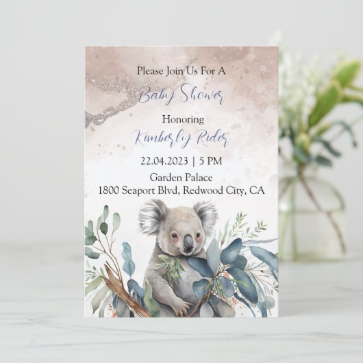 Koala Leaves Baby shower Kaart (Staand voorkant)