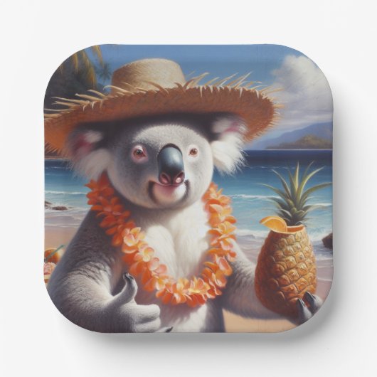 Koala Luau Papieren Bordje (Voorkant)