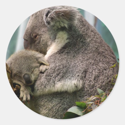 Koala Mam en New Baby Ronde Sticker (Voorkant)