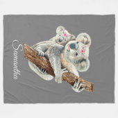Koala Mama & Baby gepersonaliseerd Fleece Deken (Voorkant (Horizontaal))