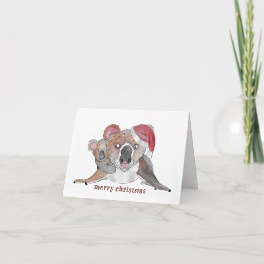 Koala Merry Kerstmis Feestdagen Kaart (Voorkant)