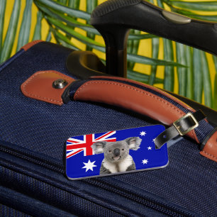 Koala met Australische vlag Achtergrond Bagagelabel