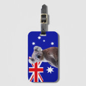 Koala met Australische vlag Achtergrond Bagagelabel (Voorkant (verticaal))