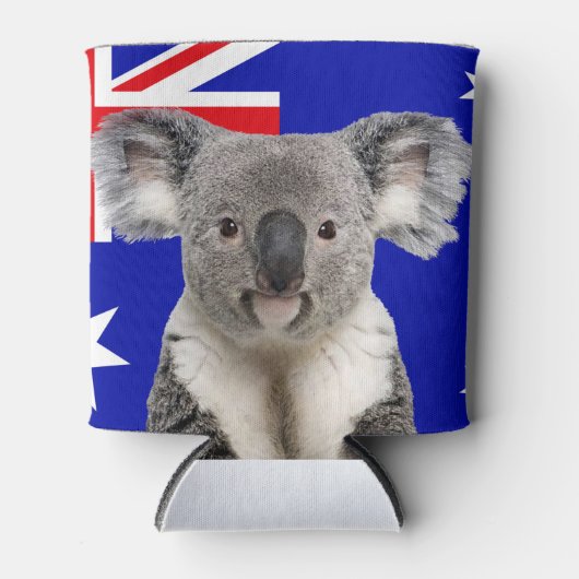 Koala met Australische vlag Achtergrond Blikjeskoeler (Voorkant)