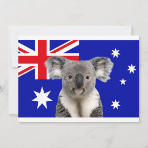 Koala met Australische vlag Achtergrond Hoesje-Mat Kaart