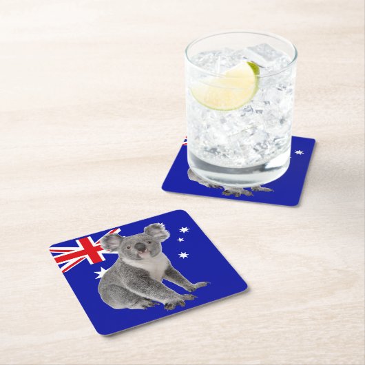 Koala met Australische vlag Achtergrond Kartonnen Onderzetters (Insitu)