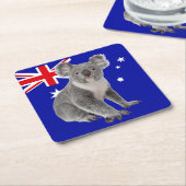 Koala met Australische vlag Achtergrond Kartonnen Onderzetters (Schuin)