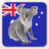 Koala met Australische vlag Achtergrond Kartonnen Onderzetters (Voorkant)