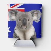 Koala met Australische vlag op de achtergrond Blikjeskoeler (Voorkant)