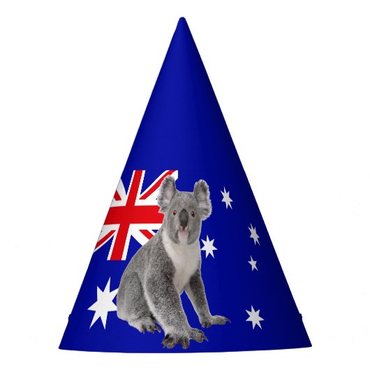 Koala met Australische vlag op de achtergrond Feesthoedjes (Voorkant)