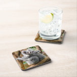 Koala met Baby in een boom in Australië Bier Onderzetter<br><div class="desc">Volwassen koala beer met kind op zijn rug,  in een boom in Australië.</div>