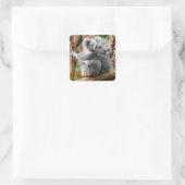 Koala met Baby in een boom in Australië Vierkante Sticker (Tas)